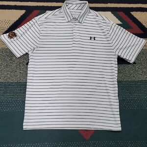 Under Armour Men's Striped Polo Tee Shirt - Black and White